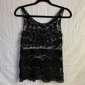 Charlotte Russe Black Crochet Tank Top Womens Sz XS